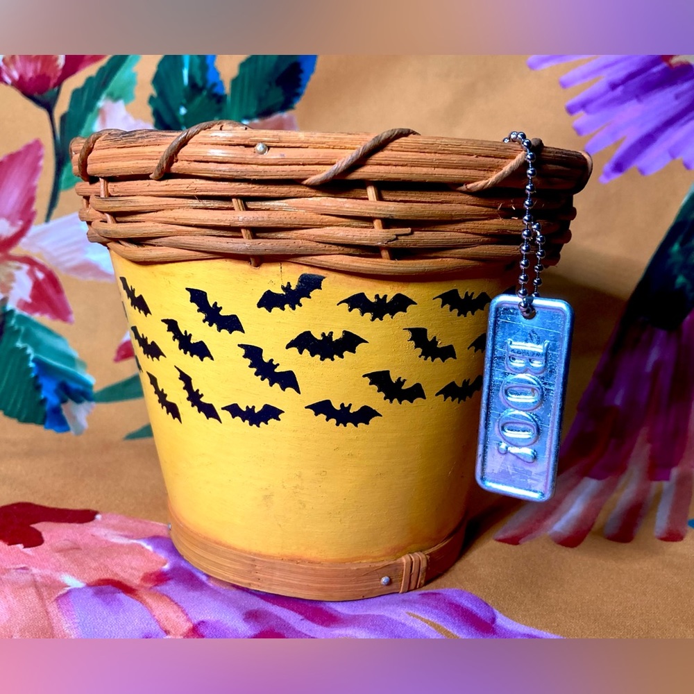 Vintage Orange Halloween Bat Basket